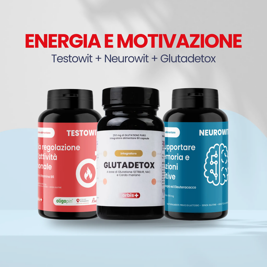 ⚡ ENERGI OCH MOTIVATION: 2x TESTOWIT + 2x NEUROWIT + 2x GLUTADETOX - ORBIS Lifestyle